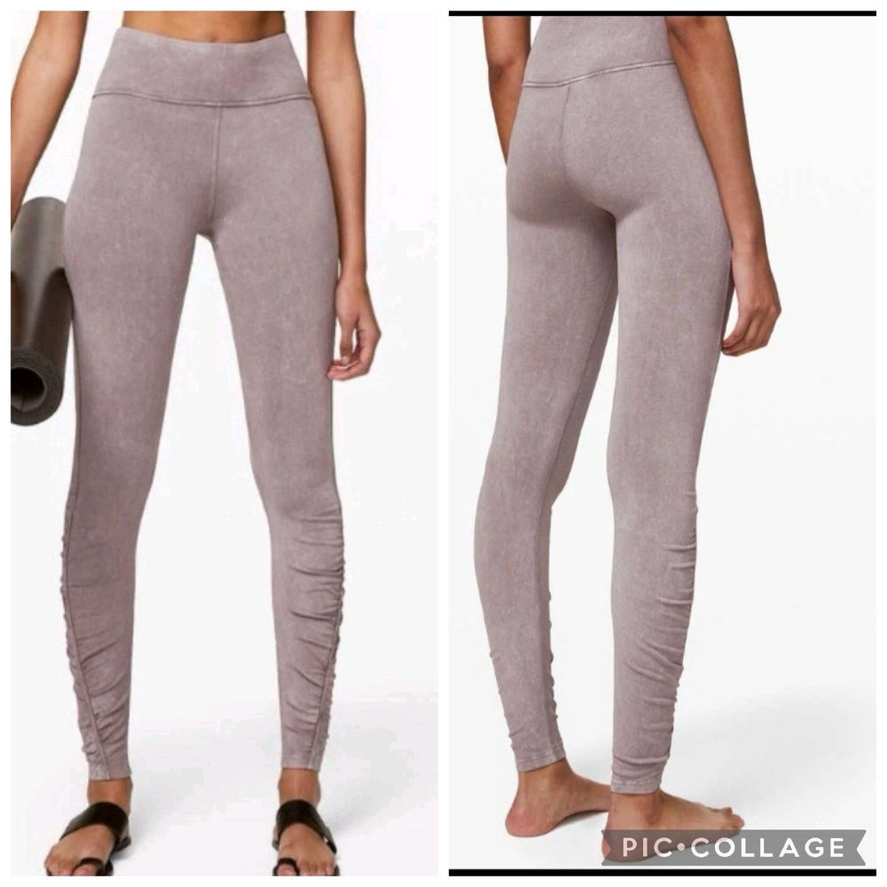Lululemon Inner‎ Glow Ruched Half Moon Wash Leggings Size 12